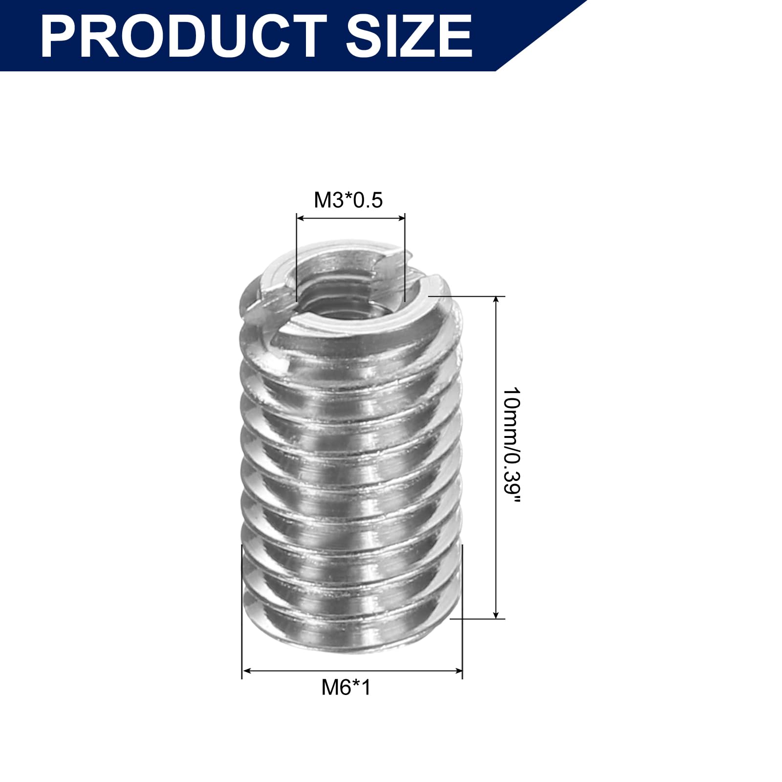 uxcell 30 inserti filettati, in acciaio inox, da M3-0,5 femmina a M6-1 maschio, adattatori per filettatura lunga 10 mm, riduttori, viti di riparazione per legno duro e conifere