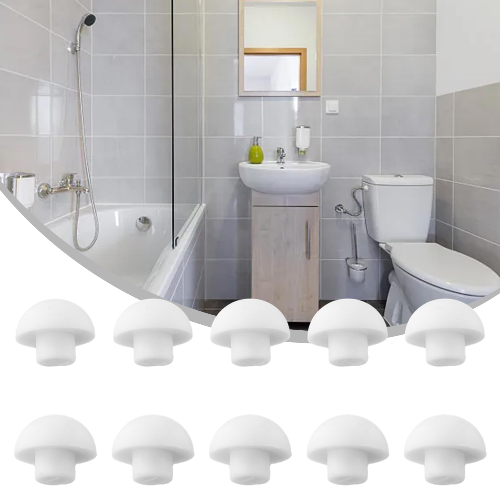 Cuscinetti Paracolpi Bianchi per Sedile WC in ABS e TPE, Set da 10 Pezzi