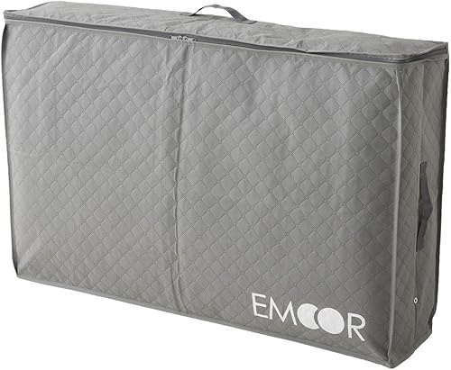 Miniatura 8 de EMOOR Bolsa de almacenamiento duradera debajo de la cama con asas Cremallera bidireccional Polialgodón gris claro, contenedor debajo de la cama,