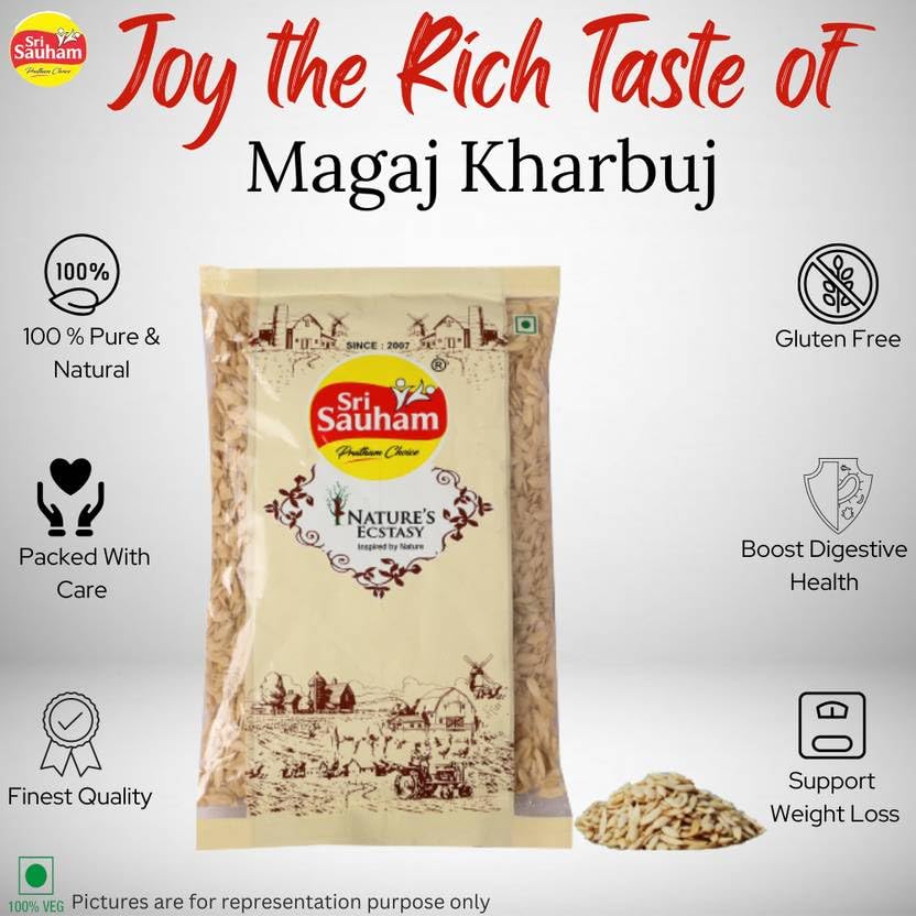 Image of Sri Sauham Premium Roasted Muskmelon Seeds 100 G | Edible Magaj Kharbuja | Diet Seeds Rich in Antioxidants, Protein, Potassium, Magnesium & Iron | Gluten-Free & Vegan
