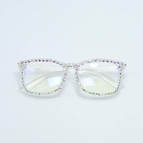 Miniatura 9 de FUPRECIOUS Gafas de lectura cuadradas con diamantes de imitación para mujer, con bloqueo de luz azul