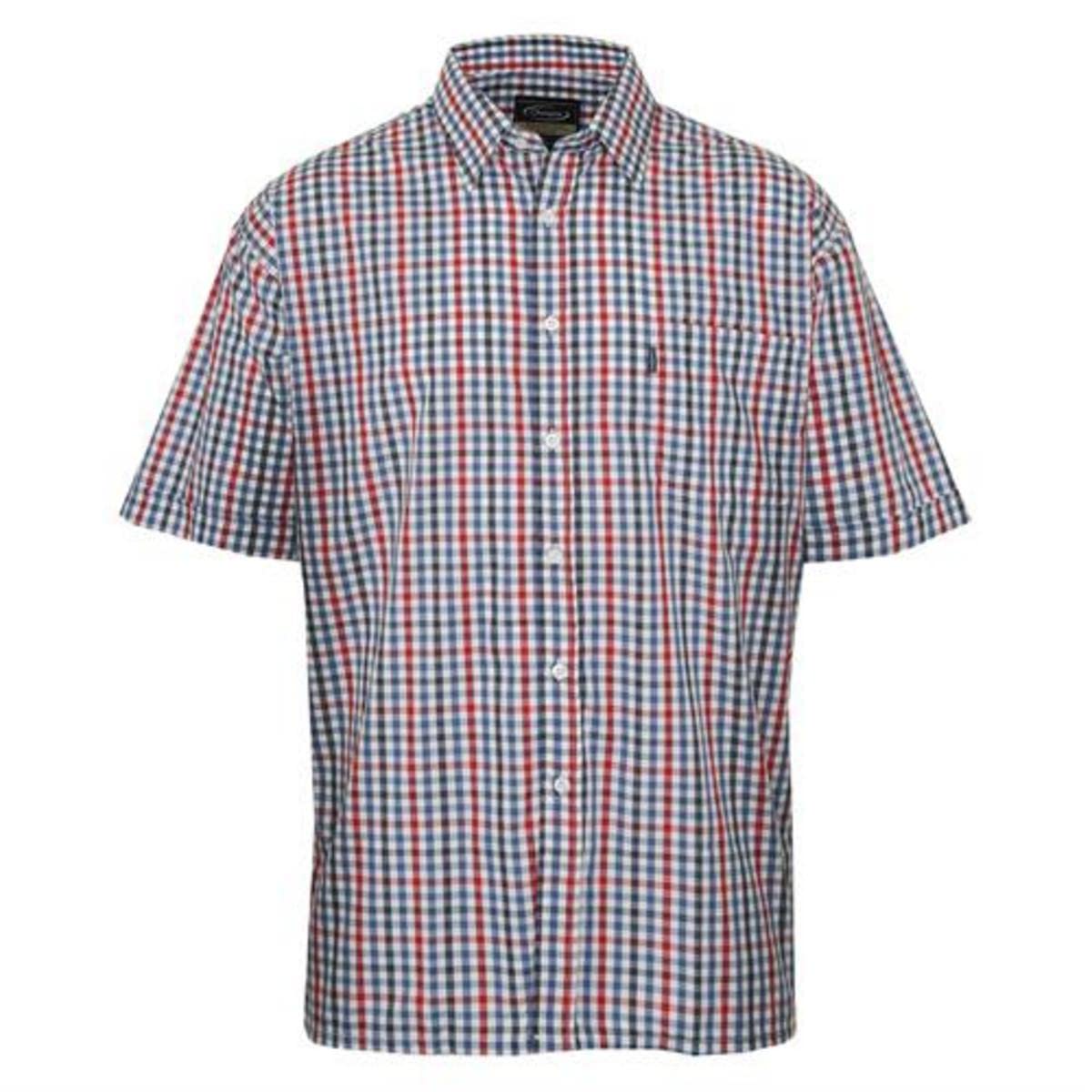 Champion Mens Doncaster Country Short Sleeve Shirt-Blue Check-5XL-Max 67",170cm