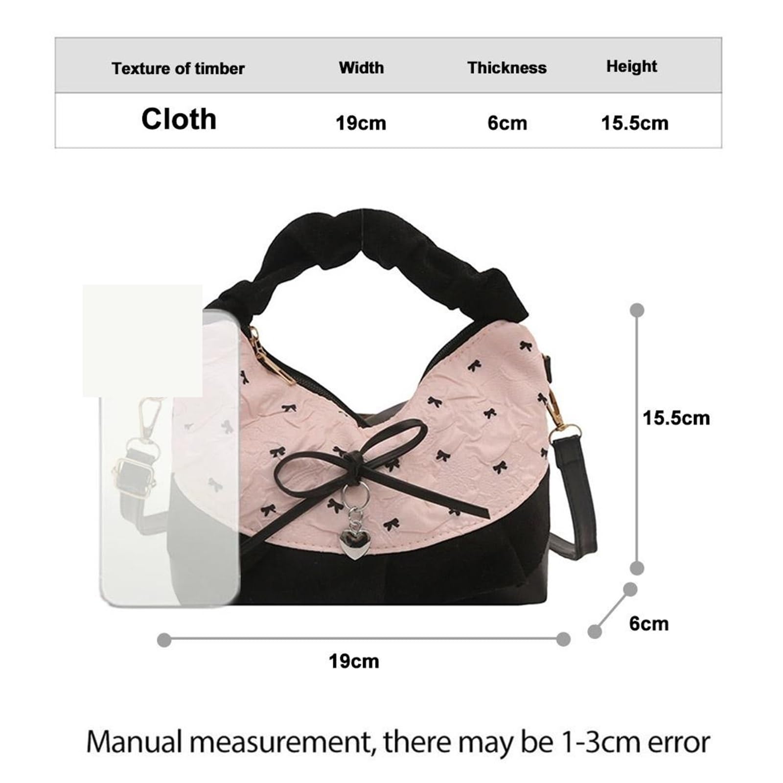 Kleine, vielseitige, süße, Canvas-Umhängetasche, Umhängetasche, Spitze, kariertes Patchwork, Handtasche, Schleife unter dem Arm