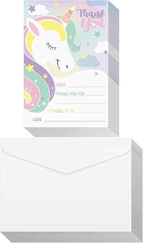 Vista 29 de 72 tarjetas de agradecimiento para niños rellenan las notas de agradecimiento en blanco con sobres, tarjetas de agradecimiento coloridas para fiesta