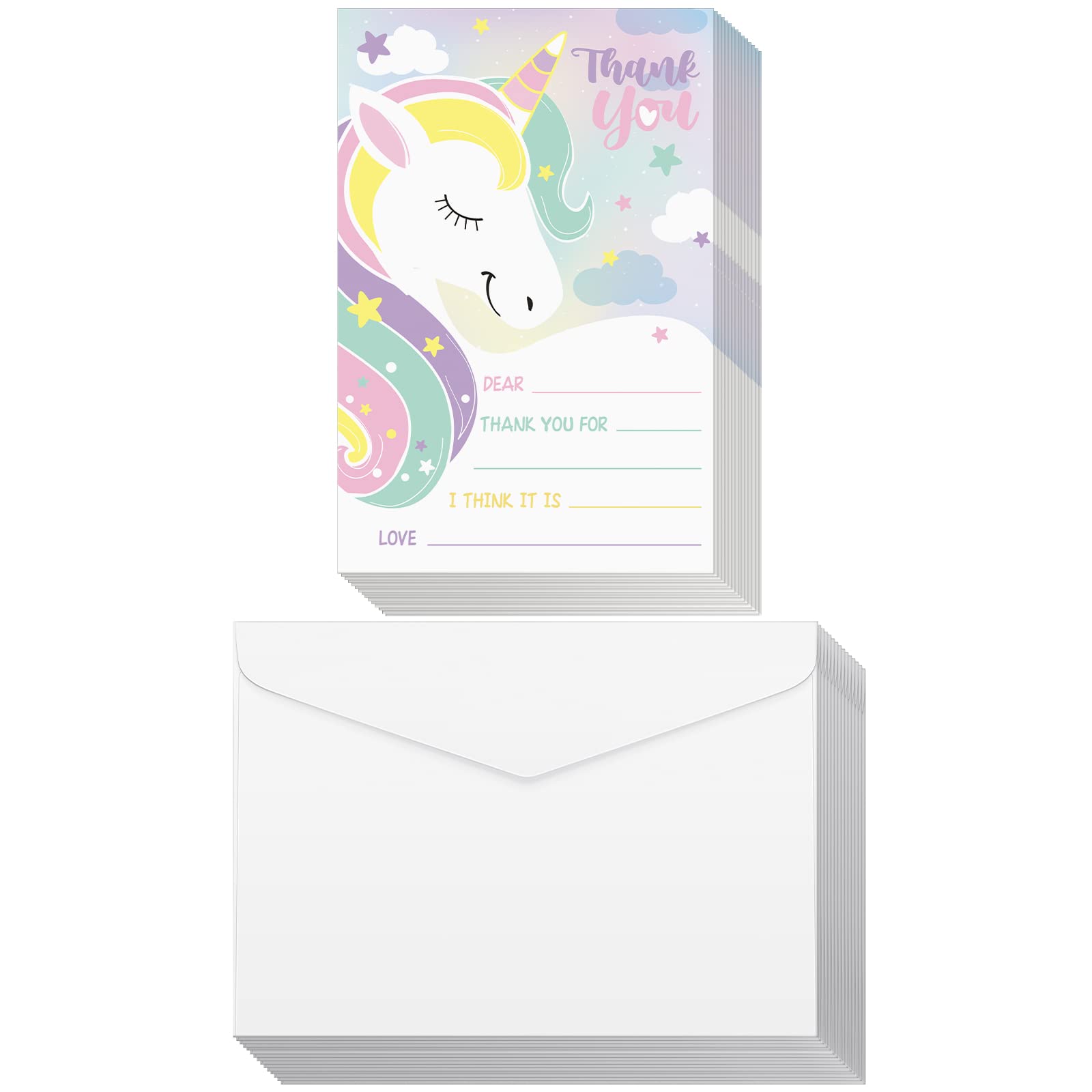Eaasty 72 Pieces Mother's Day Thank You Cards Fill in The Blank Thank You Note with Envelope Colorful Thanks Appreciation Gift Greeting Card for