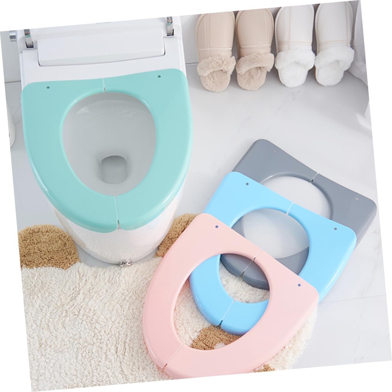 minkissy Portable Folding Potty Seat Cover Durable Plastic Toilet Training Cushion for Toilets Safe Lightweight Green