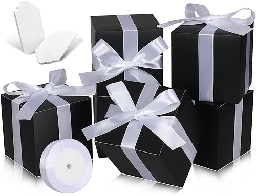 Miniatura 7 de DOYIDE Paquete de 50 cajas de regalo pequeñas, cajas de regalo de 2 x 2 x 2 pulgadas, cajas de regalo de papel marrón con tapas para regalos,