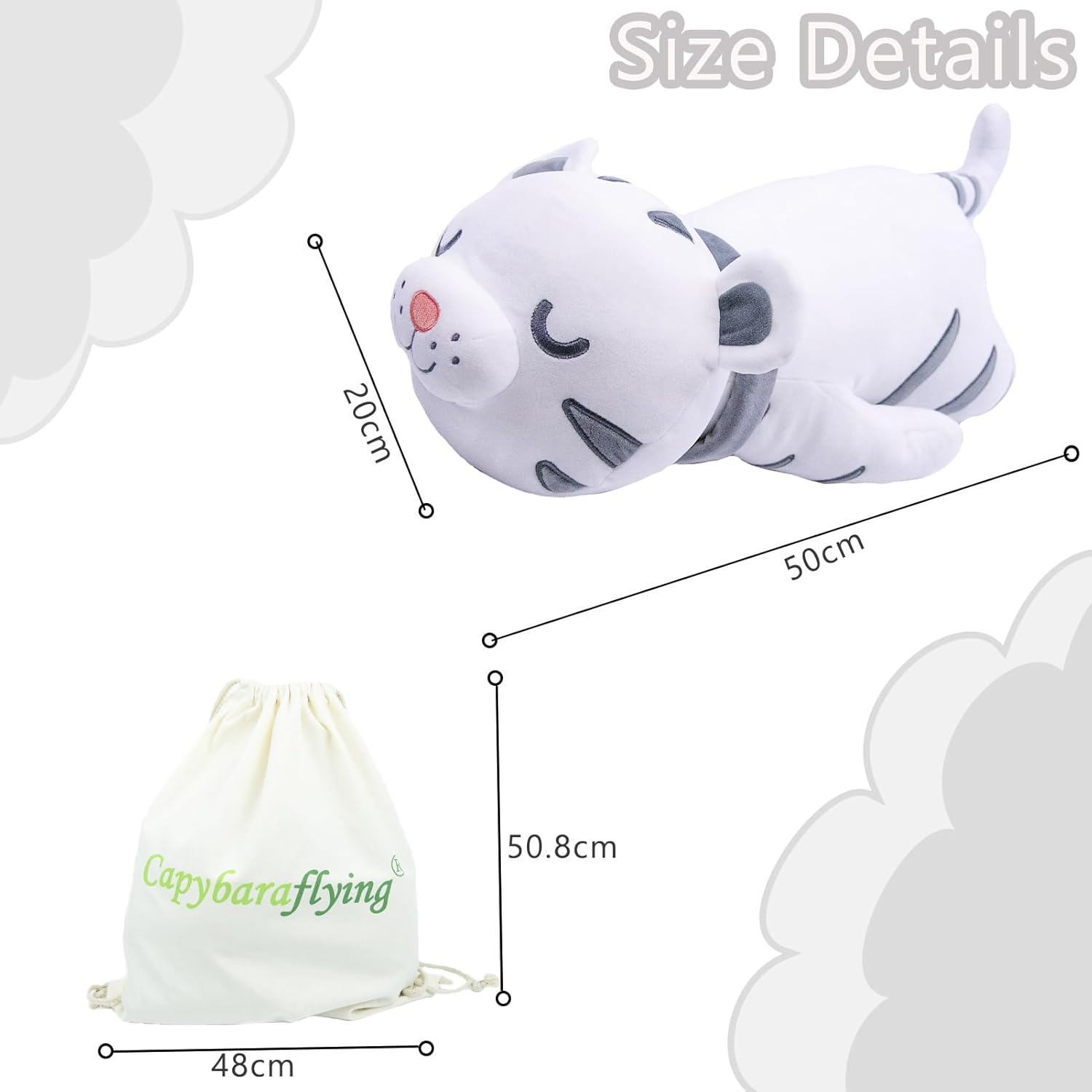 Weighted Tiger Plush Toy 55cm/4.4lb, Simulation White Tiger Weighted Plush Toy Pillow,Microwavable Soft Stuffed Animal Cuddle Toy,Suitable for Bedroom, Living Room, Party Decoration.