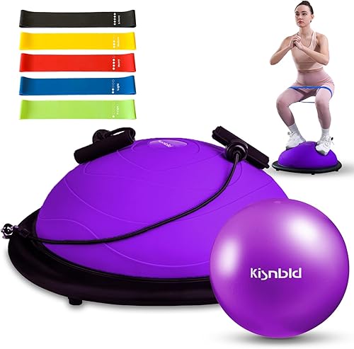 Entrenador de media pelota de equilibrio, media pelota de ejercicio inflable con pelota de pilates y bandas de resistencia, media pelota de yoga