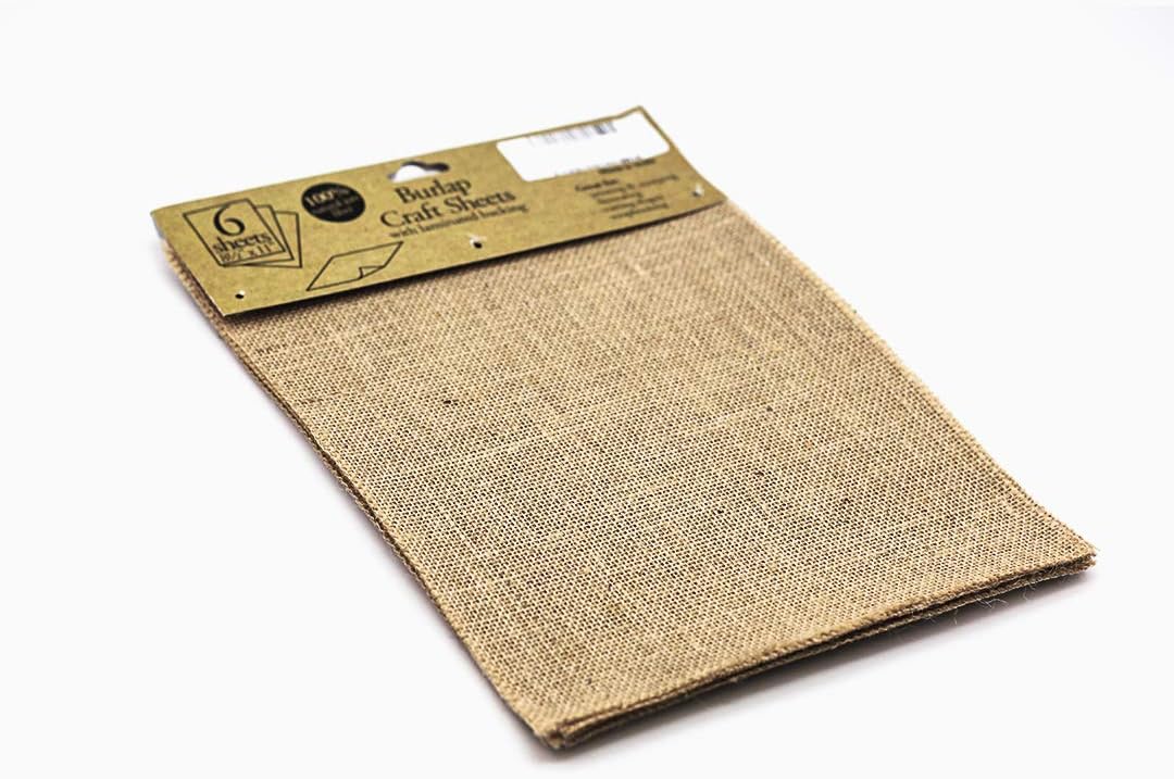 Ohah 6-Sheets Burlap Crafts Sheets 100% Natural Jute Fiber 8 1/2" x 11" (WXL) for Printing & Stamping Limited Quantity