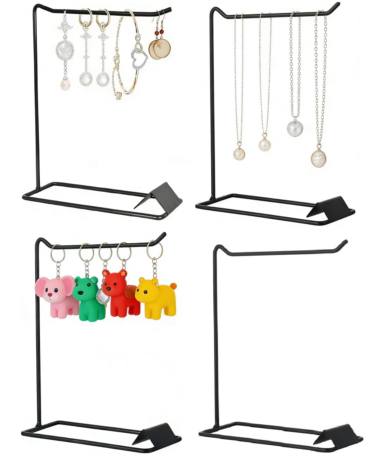 siawadeky ジュエリーホルダー ネックレスホルダー 4個セット 大容量 ピアス ブレスレット キーホルダー収納 アクセサリースタンド 卓上 見せる収納 腕時計 小物 展示 収納ラック 玄関 リビング 化粧台