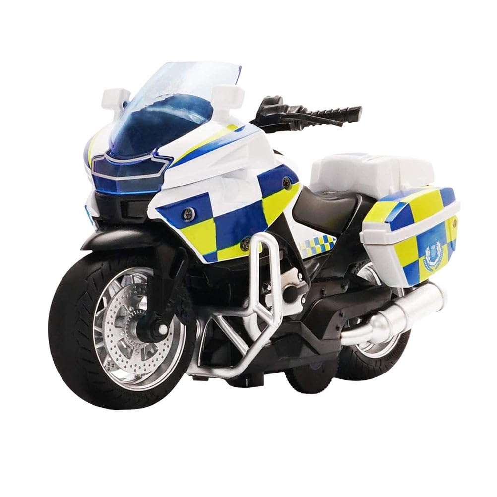 TOYANDONA Motorcycle Toys For Boys Friction Powered Play Toy Motorbike Push And Go Motorcycle With Sound White