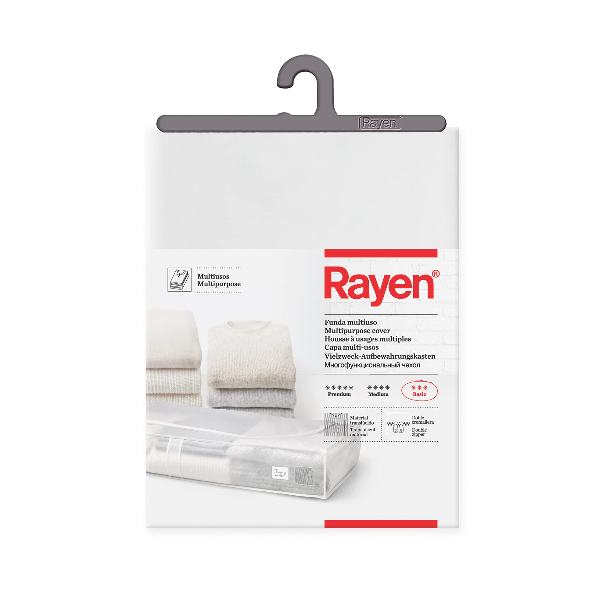 Rayen Translucent | Storage Box For Clothes And Bedclothes | Zip-Up Pva Bag For Clothes With Breathable, Folding And Resistant Vent | 45 X 103 X 16 Cm |