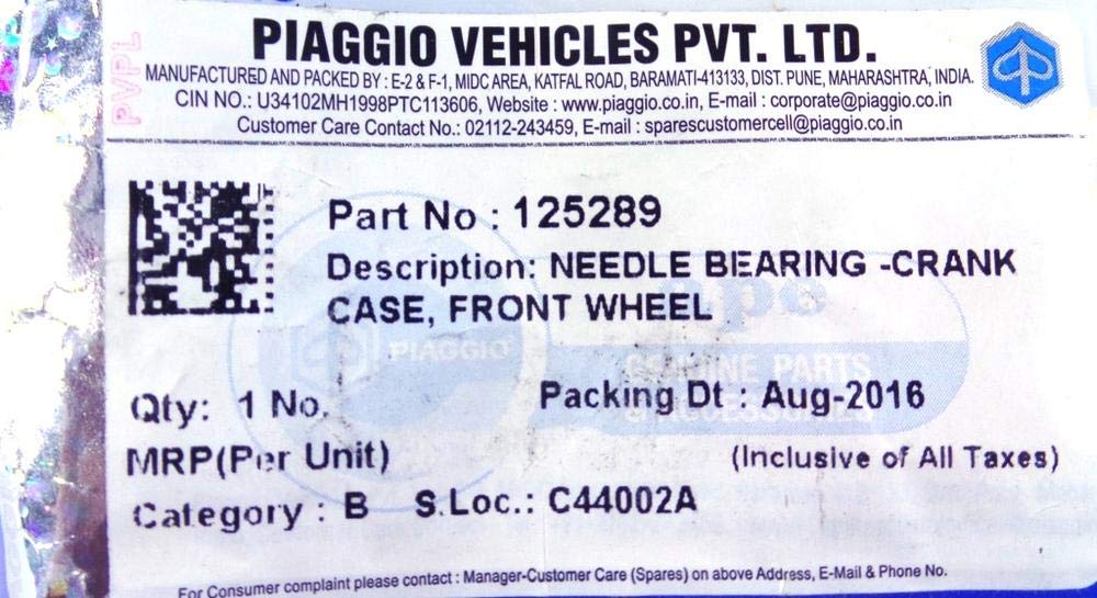 Rollenlager Piaggio Nadellager, DL 2520 für Ape, 125289