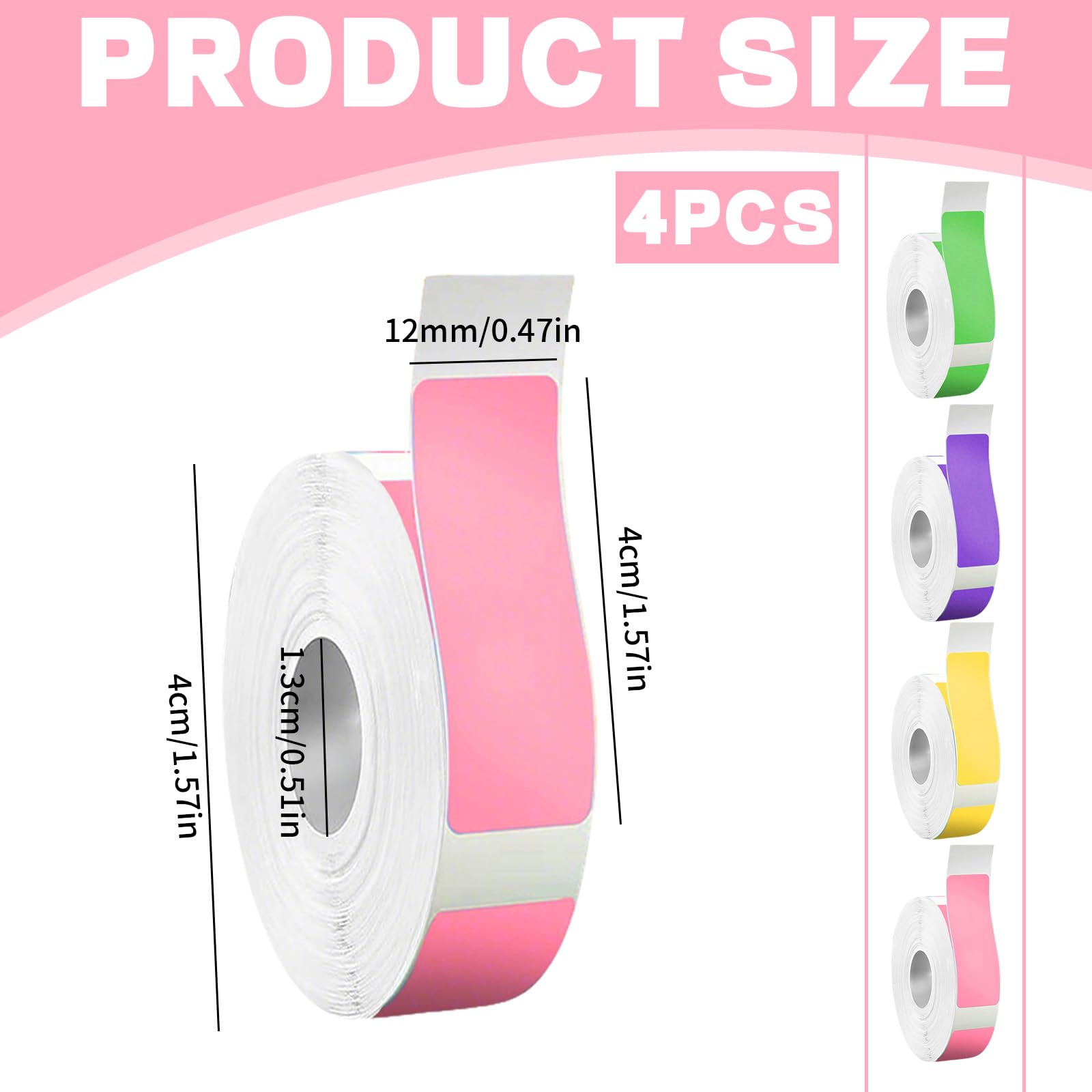 Wekuw 3 Rouleaux Set De Papier Thermique Pour étiquettes Autocollantes 12 X 40 Mm D'étiquettes Thermoadhésives Papier Thermique Autocollant, Compatibles Avec L'imprimante D'étiquettes (Rouge