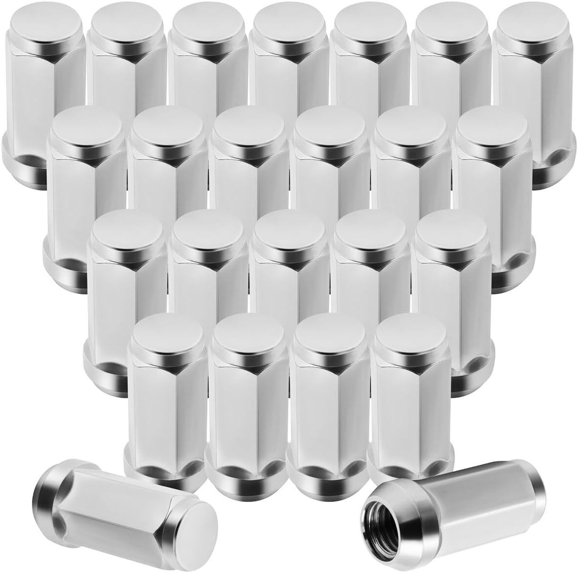 ECCPP 24 Pieces Wheel Lug Nuts M14X1.5 Thread Close End Silver Chrome Truck Socket Lug Nuts fit for 2000-2014 for Chevrolet Silverado 1500 2001-2010 for Chevrolet Silverado 2500 HD