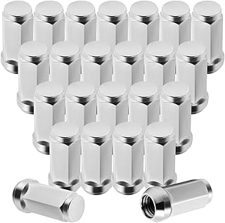 ECCPP 24 Pieces Wheel Lug Nuts M14X1.5 Thread Close End Silver Chrome Truck Socket Lug Nuts fit for 2000-2014 for Chevrolet Silverado 1500 2001-2010 for Chevrolet Silverado 2500 HD