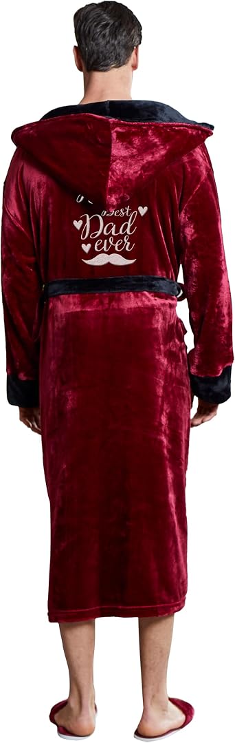 Lotus Linen Custom Hooded Robes for Men - Personalized Embroidered Plush Bathrobe with Monogram