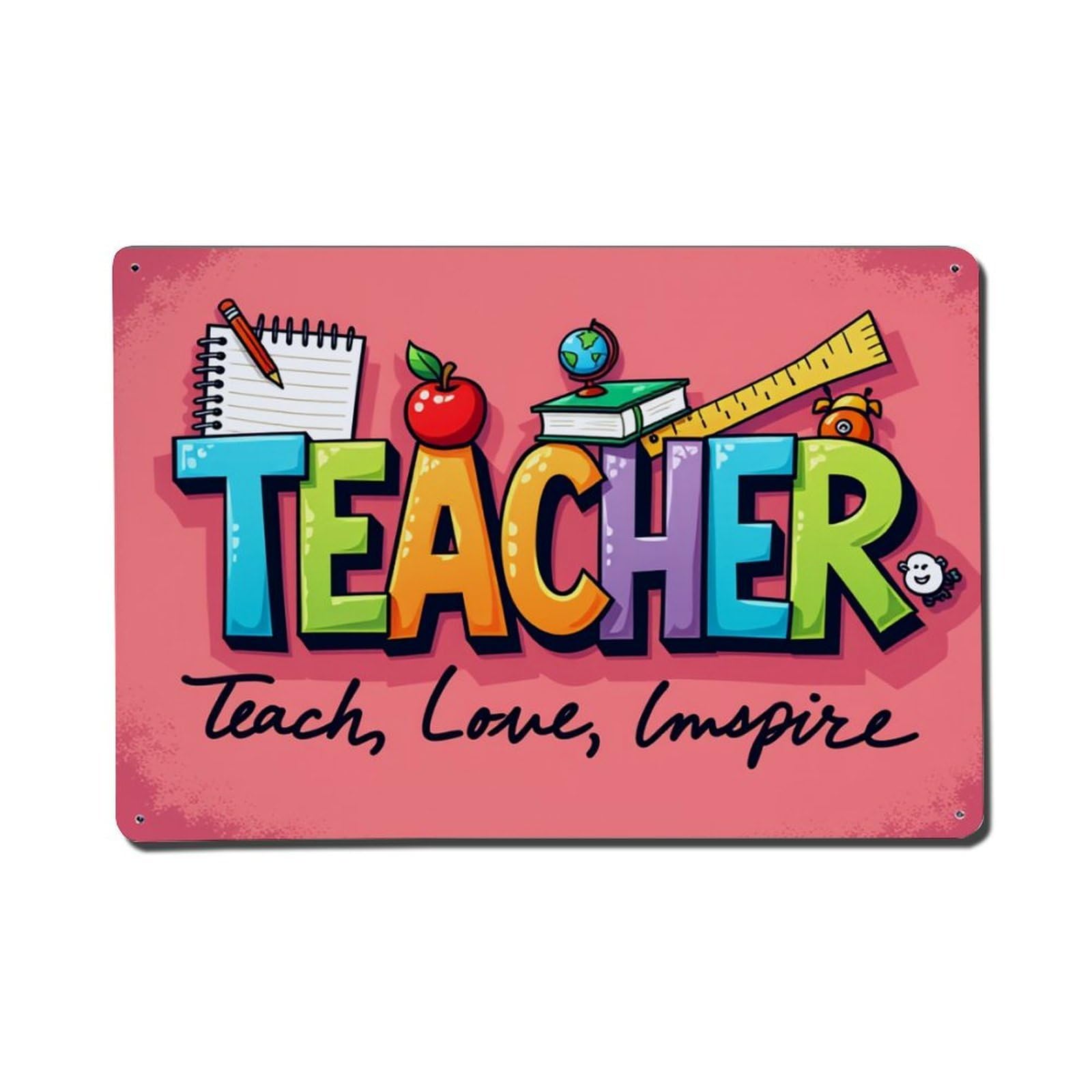 1pc Teacher-Themed Cosmetic & Organizer Pouch Tin Sign Vintage Metal Poster, Home Bar Garage Man Cave Cafe Indoor & Outdoor Wall Decoration 8x12Inches