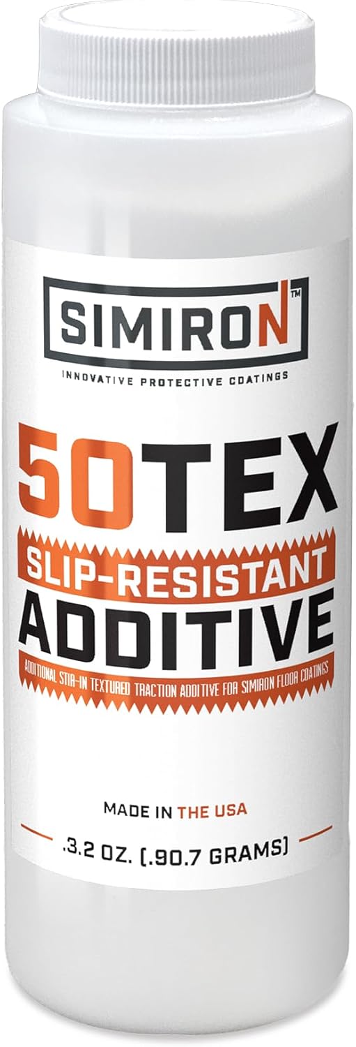 Clear Non-Slip Additive for Floor Coatings/Paints – 50 Mesh Slip-Resistant/Non-Skid Additive for Epoxy & Polyaspartic Topcoats – Easy Mix (Add 1 Container per Gallon of Coating)