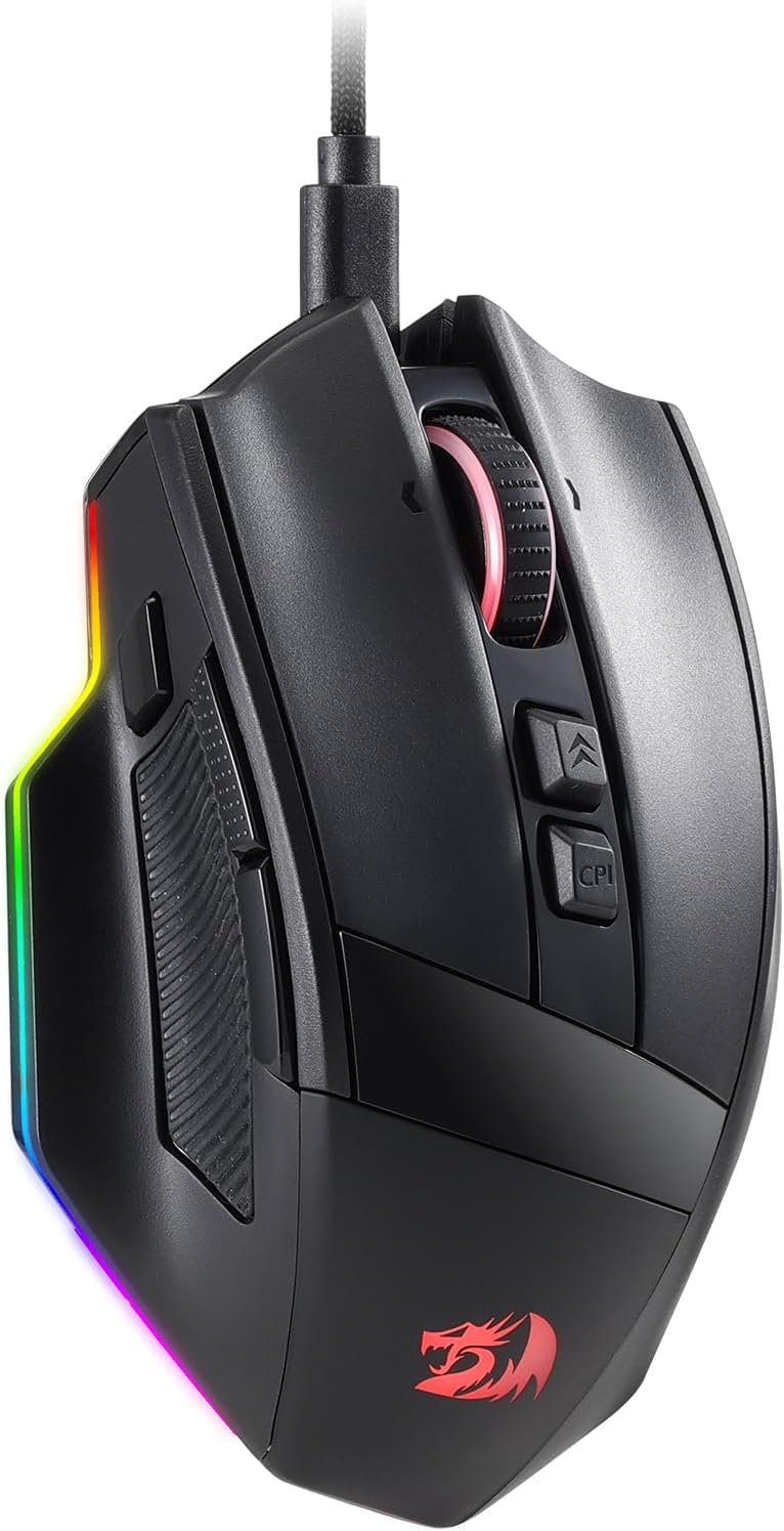 M813 Wired RGB Gaming Mouse with 4D Dual Mode Scroll Wheel Optical Ergonomic Gamer Mouse up to 16,000 DPI High Precision Sensor 3333 7 Macro Buttons Software Support