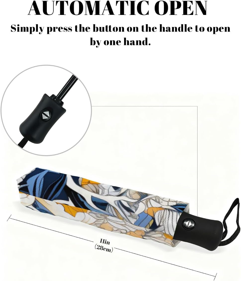 Vintage Peony Flower Folding Umbrella Windproof Compact Lightweight Travel Umbrella with 8 Reinforced Ribs, Portable UV Sun & Rain Protection for Men & Women