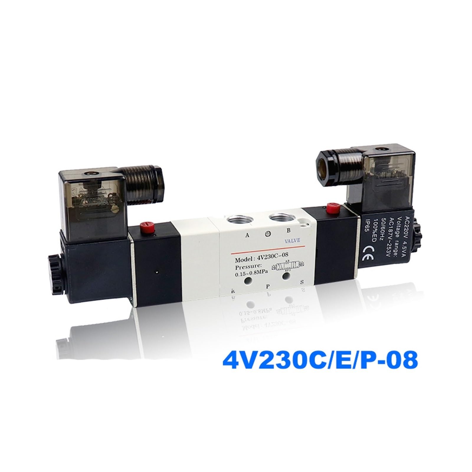 1 sztuka pneumatyczny zawór elektromagnetyczny z podwójną cewką, otwór 1/8, 1/4, 24 V DC, 4 230C/4 E/4 P-08, 5/3-drożny zawór sterujący (110 V, 4V330C-10)