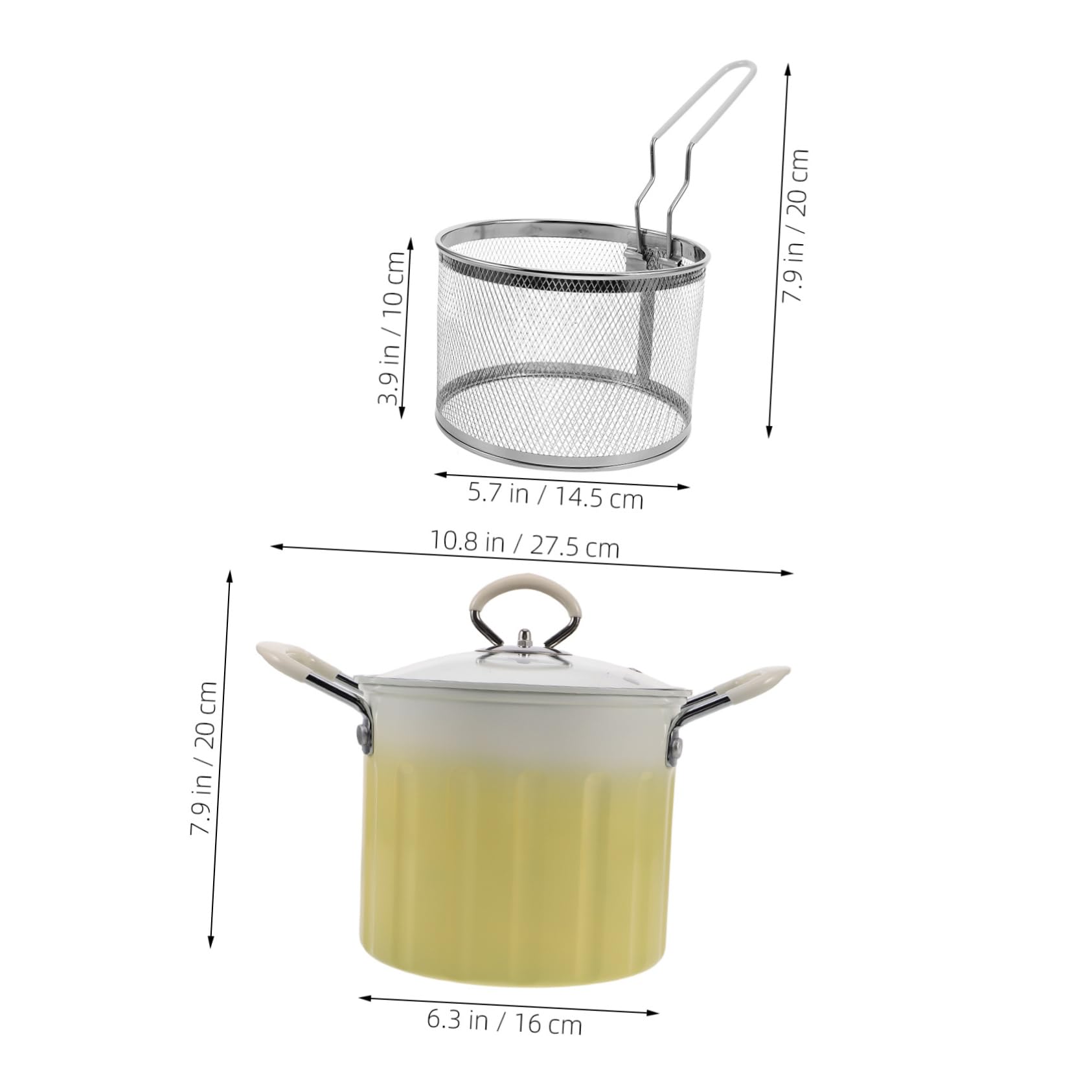 KICHOUSE Cooker Fryer Pot Fryer Tempura Seafood Boil Crawfish French Fries Non-slip Base Heat-resistant Handles