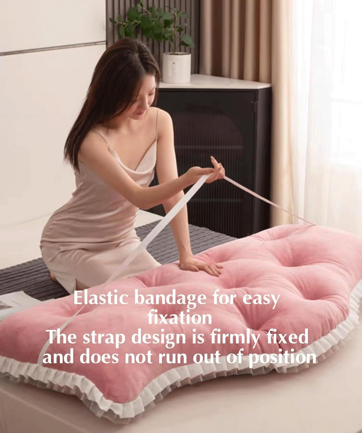 Reading Bed Rest Pillows，Bedside Pillows, Large Backrest, Solid Lace Edges, Detachable Washable(Size:59"/150cm,Color:E)