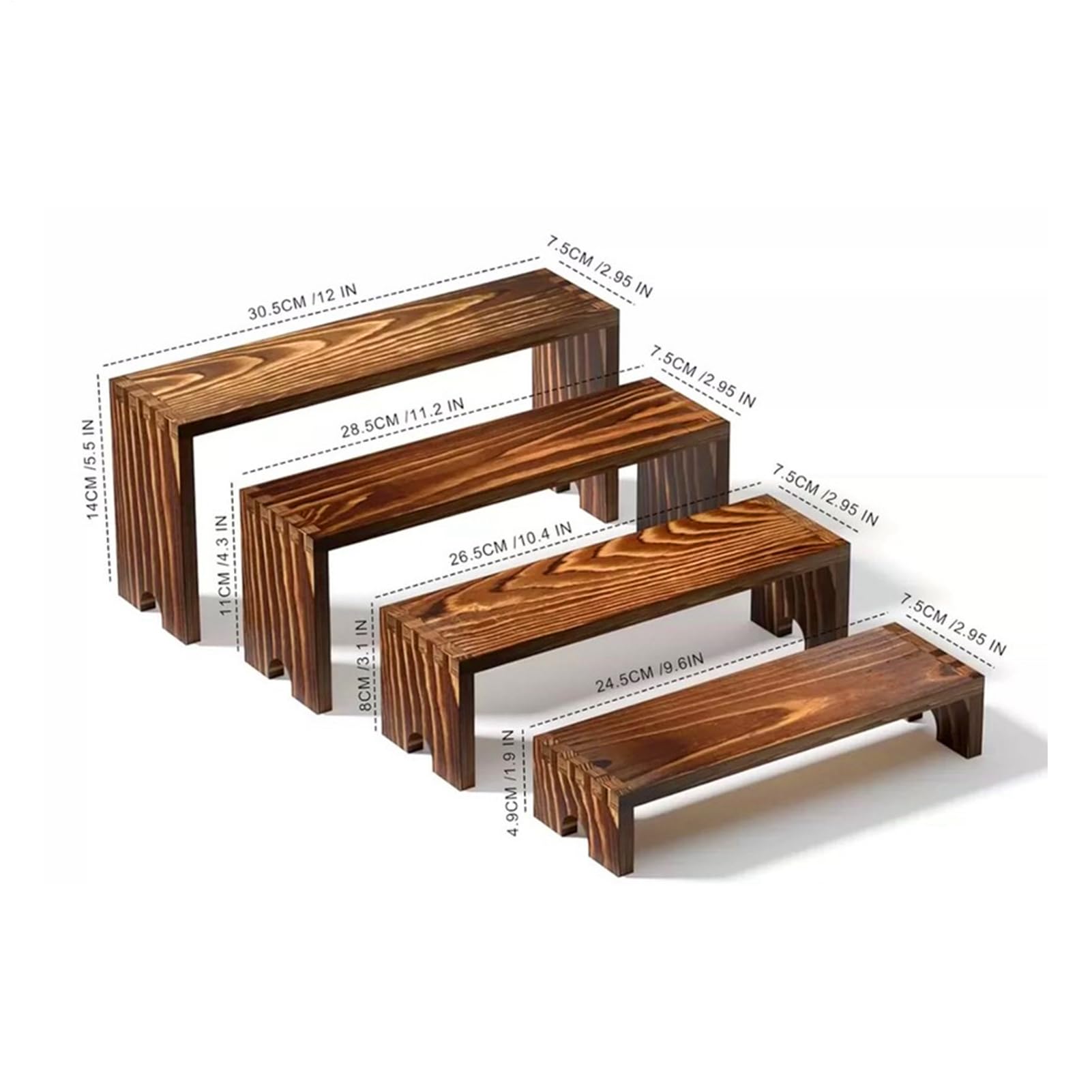 Estantes Elevadores | Estanterías De Madera Para Postres Y Exhibición - Juego De 4 Bases Para Cupcakes Para Mostrador Cocina Escritorio Decoración Hogar Perfumes Velas Especias