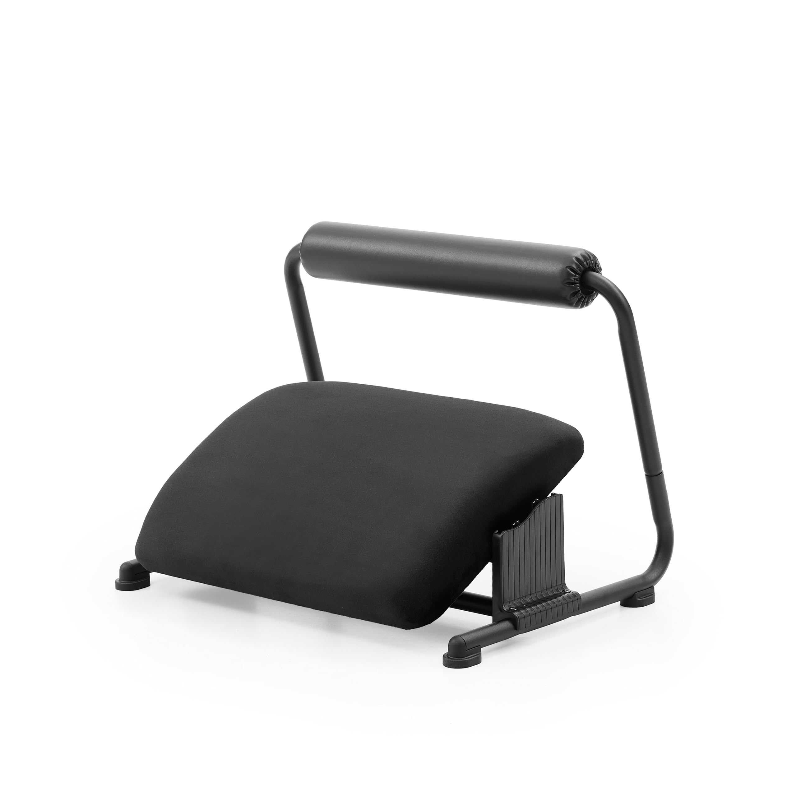 hjh OFFICE Fußablage Podi Velvet Schwarz – Ergonomische, höhenverstellbare Fußstütze mit neigbarer Fußplatte, gepolsterter Beinablage für bessere Durchblutung
