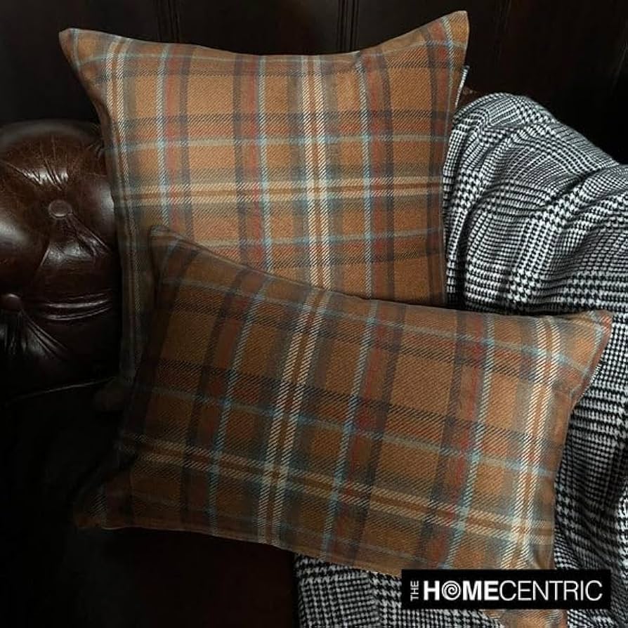 Amazon.co.jp: 冬のチェック柄 装飾 オレンジ クッションカバー, 50 x Amazon.co.jp: 冬のチェック柄 装飾 オレンジ クッションカバー, 50 x