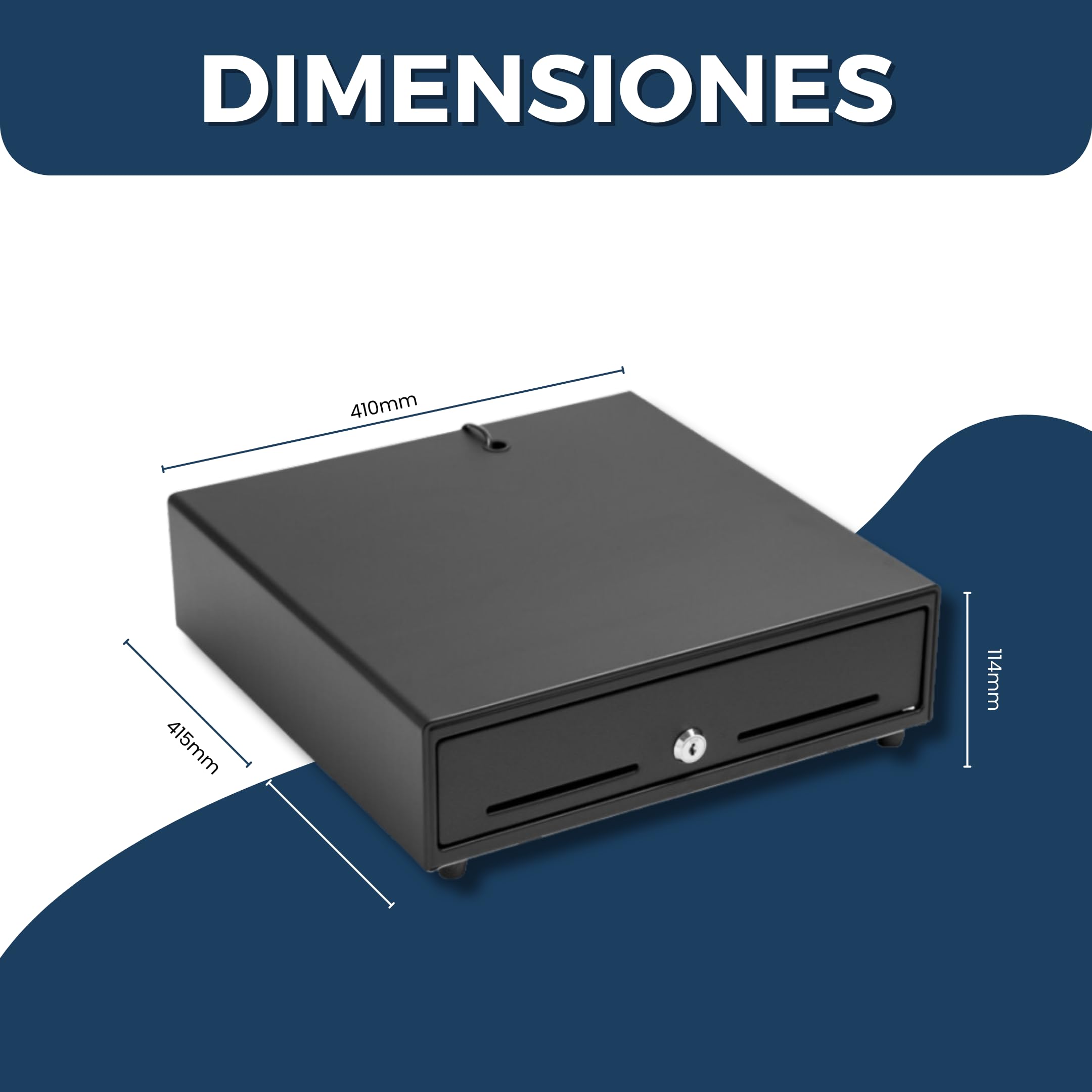 BALSAT | Cassetto Portamonete 410x114x415mm | Registratore di cassa Business | Organizzatore di monete e banconote |Cassetto Soldi automatico eManuale Nero | Organizzatore contanti | Con chiave |