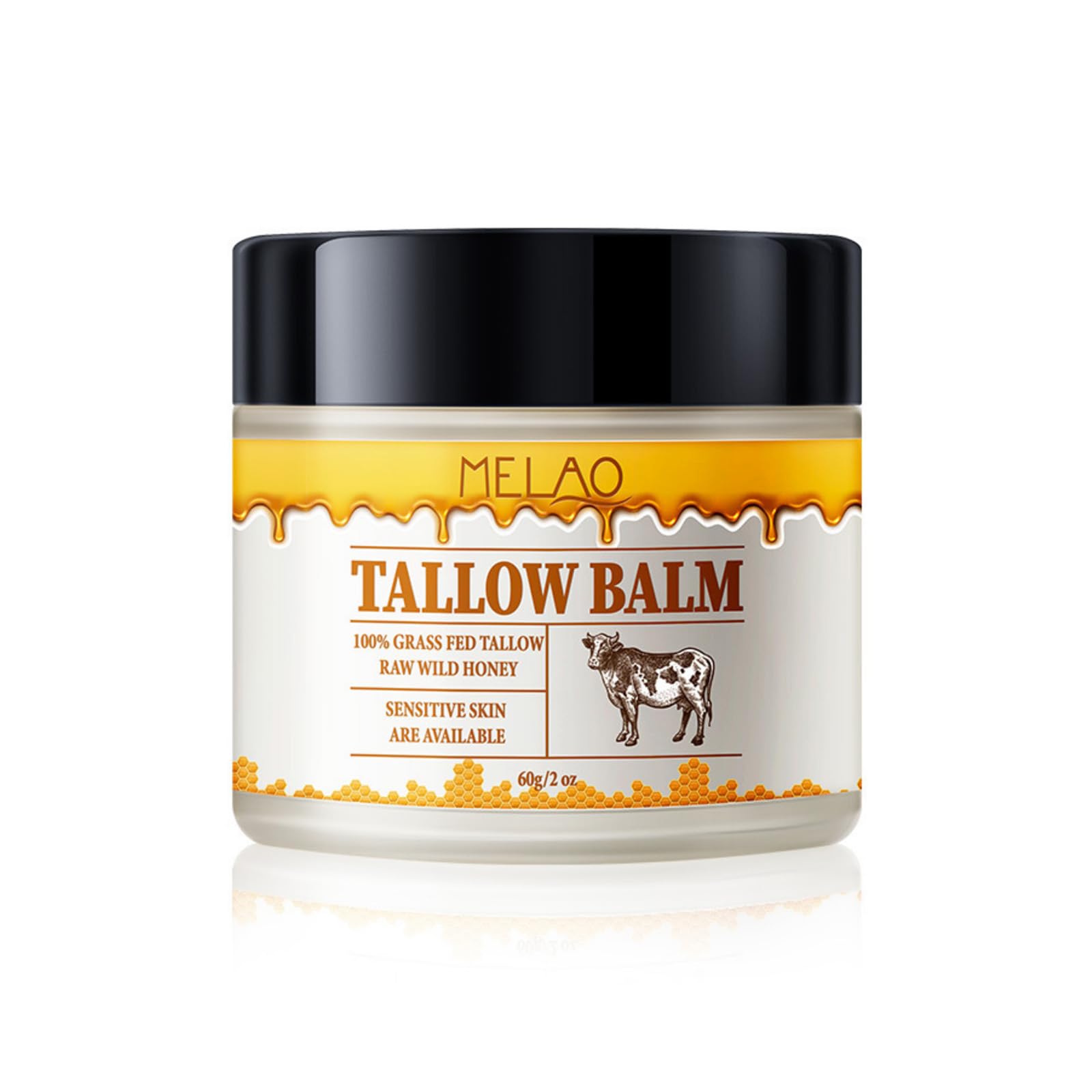 Beef Tallow Balm Moisturiser Premium Beef Tallow and Honey Balm for Skin Beef Tallow & Raw Wild Honey Blend Deeply Moisturising and Hydrating Whole Body Care 60g