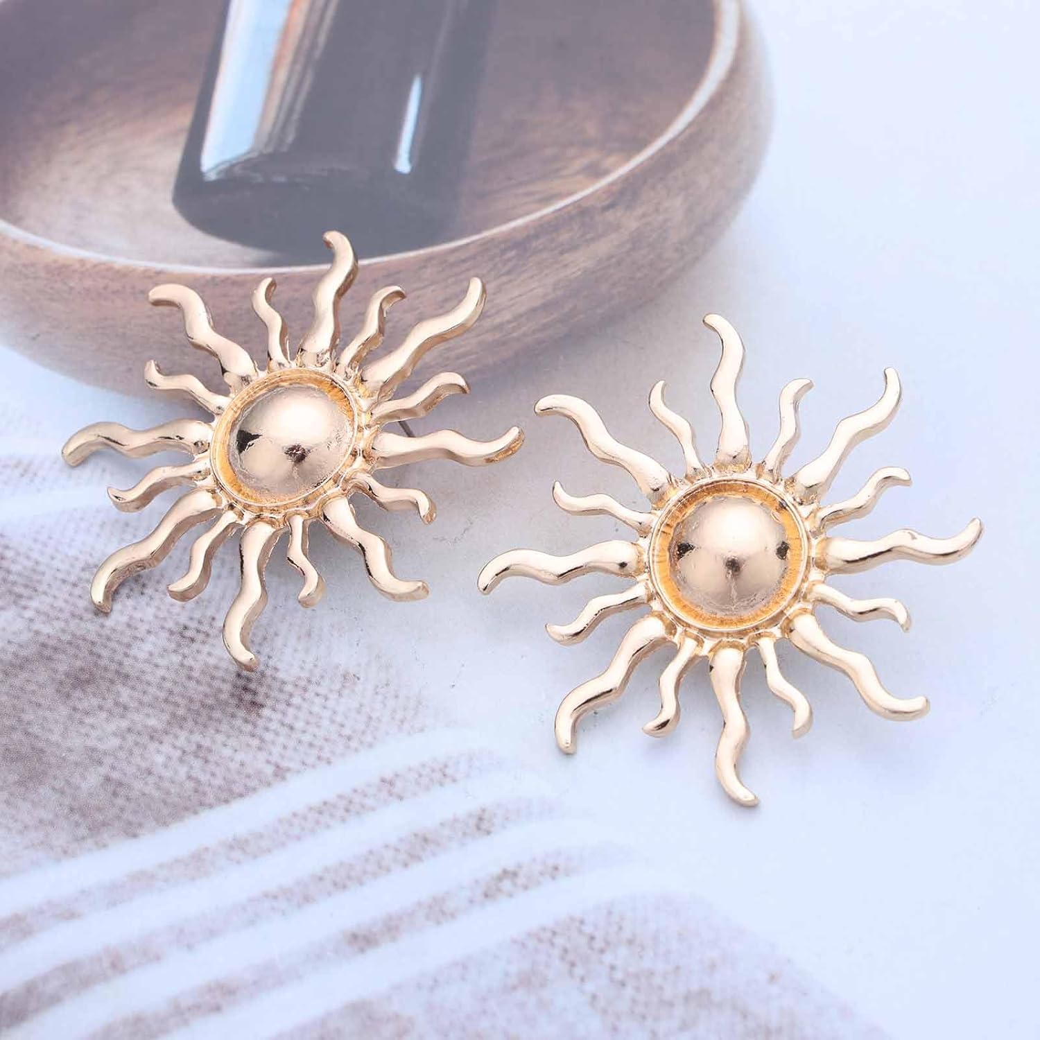 Bohemian Sunburst Stud Earrings Large Metal Rising Sun Earrings Gold Sun Stud Earrings Exaggerated Sunburst Earrings Jewelry for Women - Image 4