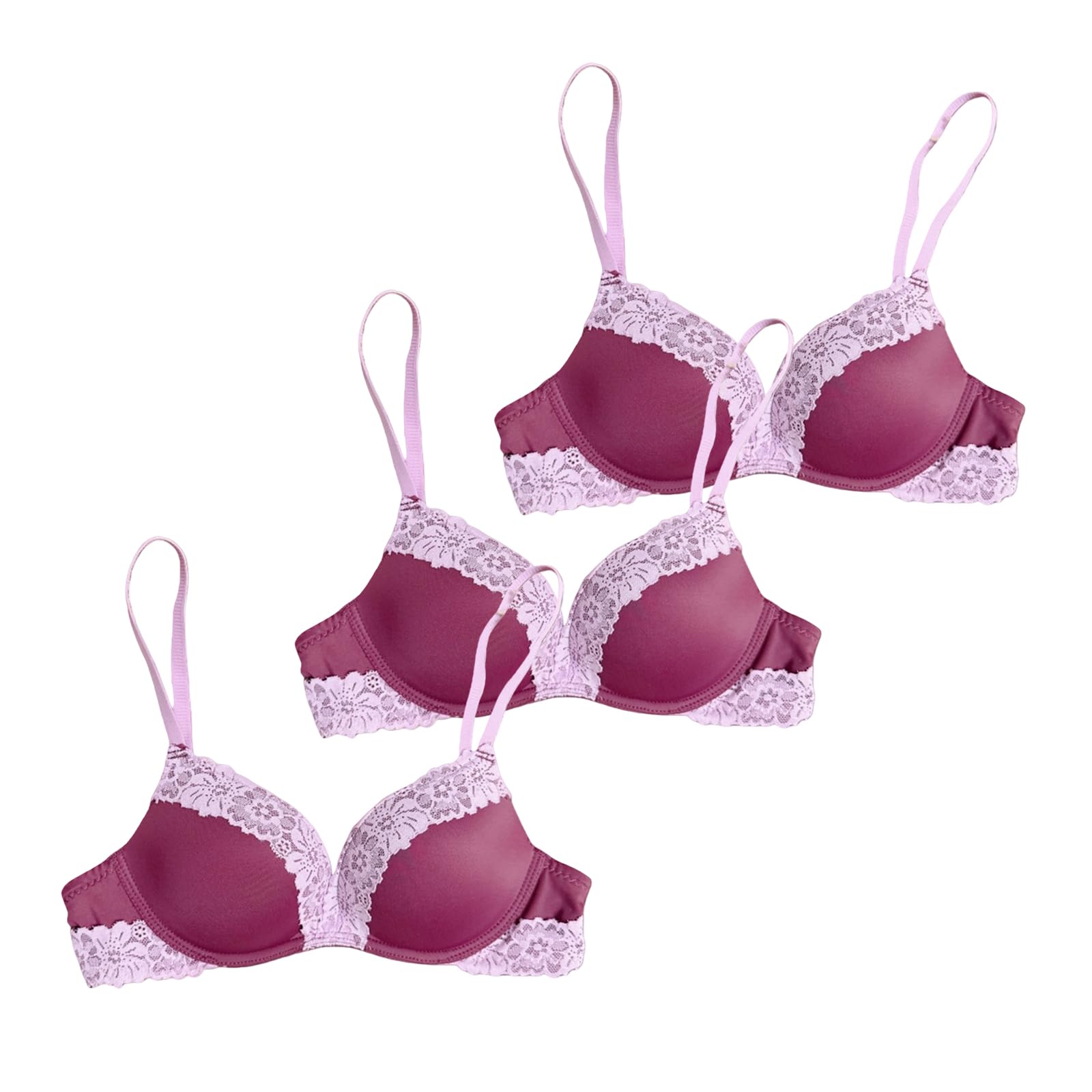 Pack De 3 Sujetadores para Mujer con Aros Y Relleno Sujetador Push Up Ropa Interior Encaje Cómodo Pecho Grande Conjunto Lencero