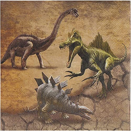 Brown Paper Napkins for Jurassic Dinosaur Party (6.5 x 6.5 In, 100 Pack)