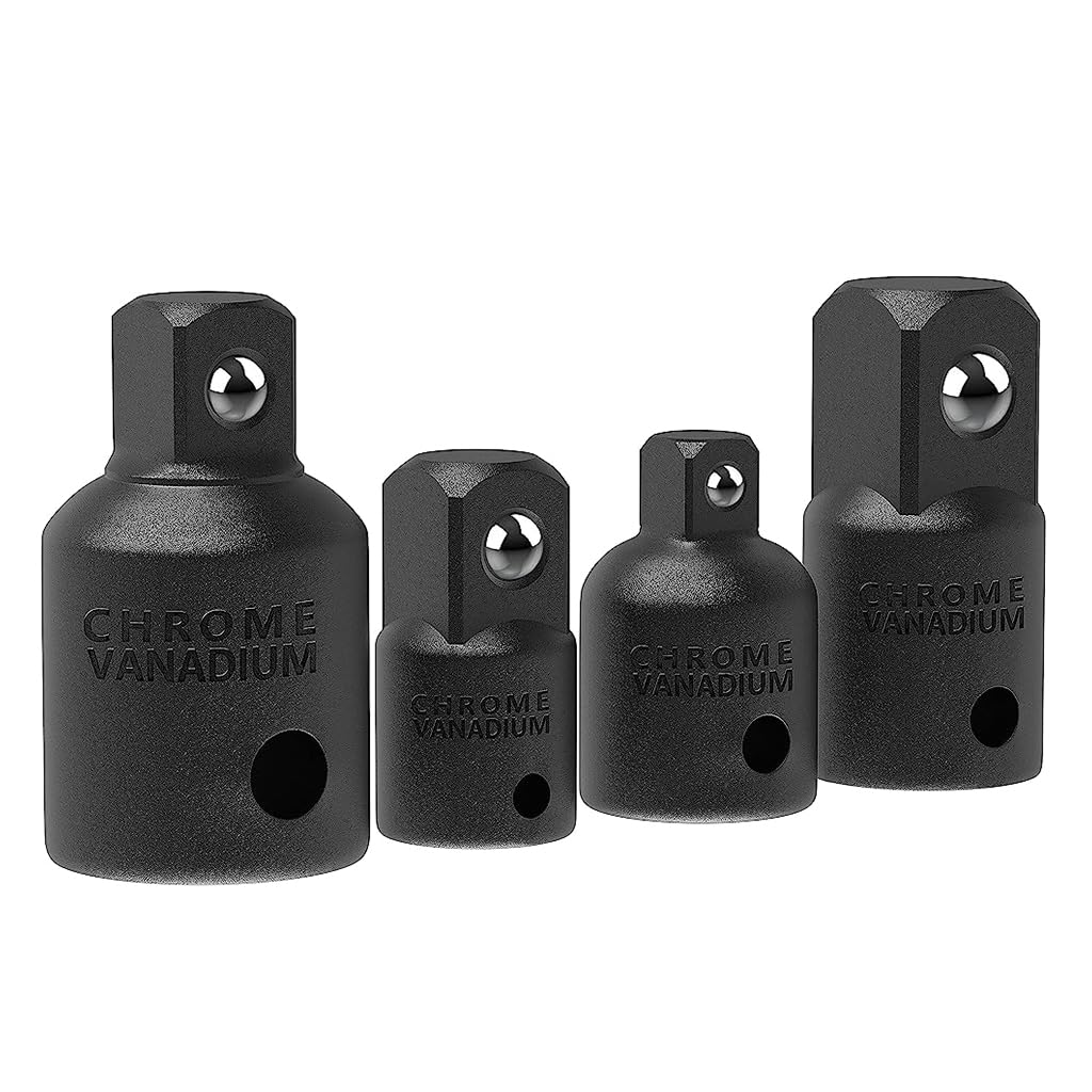 Serplex® 4 Pc Socket Adapter & Reducer Set - 4 Sizes,Including 1/2" to 3/8" & 3/8" to 1/4" Adapters - Chrome Vanadium Steel