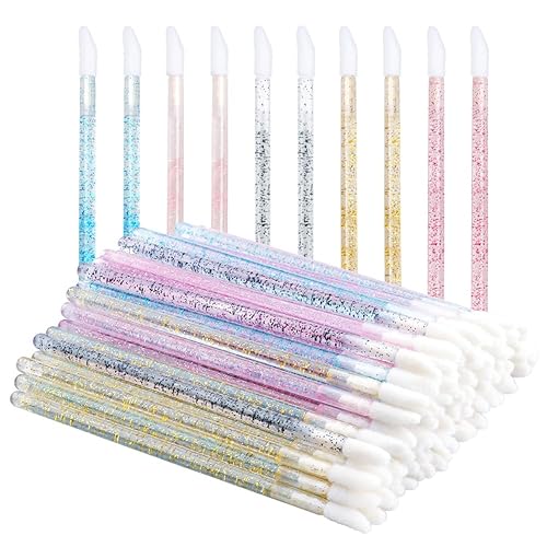 Miniatura 7 de G2PLUS 100 cepillos de labios de cristal con purpurina, cepillos de labios desechables, aplicadores de brillo de labios, aplicador de varillas de