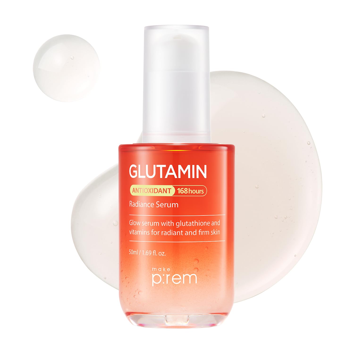 MAKE P:​REM Sérum antioxydant au glutamate - Sérum visage puissant anti-​âge avec glutathion et vitamines, réduit les taches sombres, soin de la peau coréenne, 50 ml