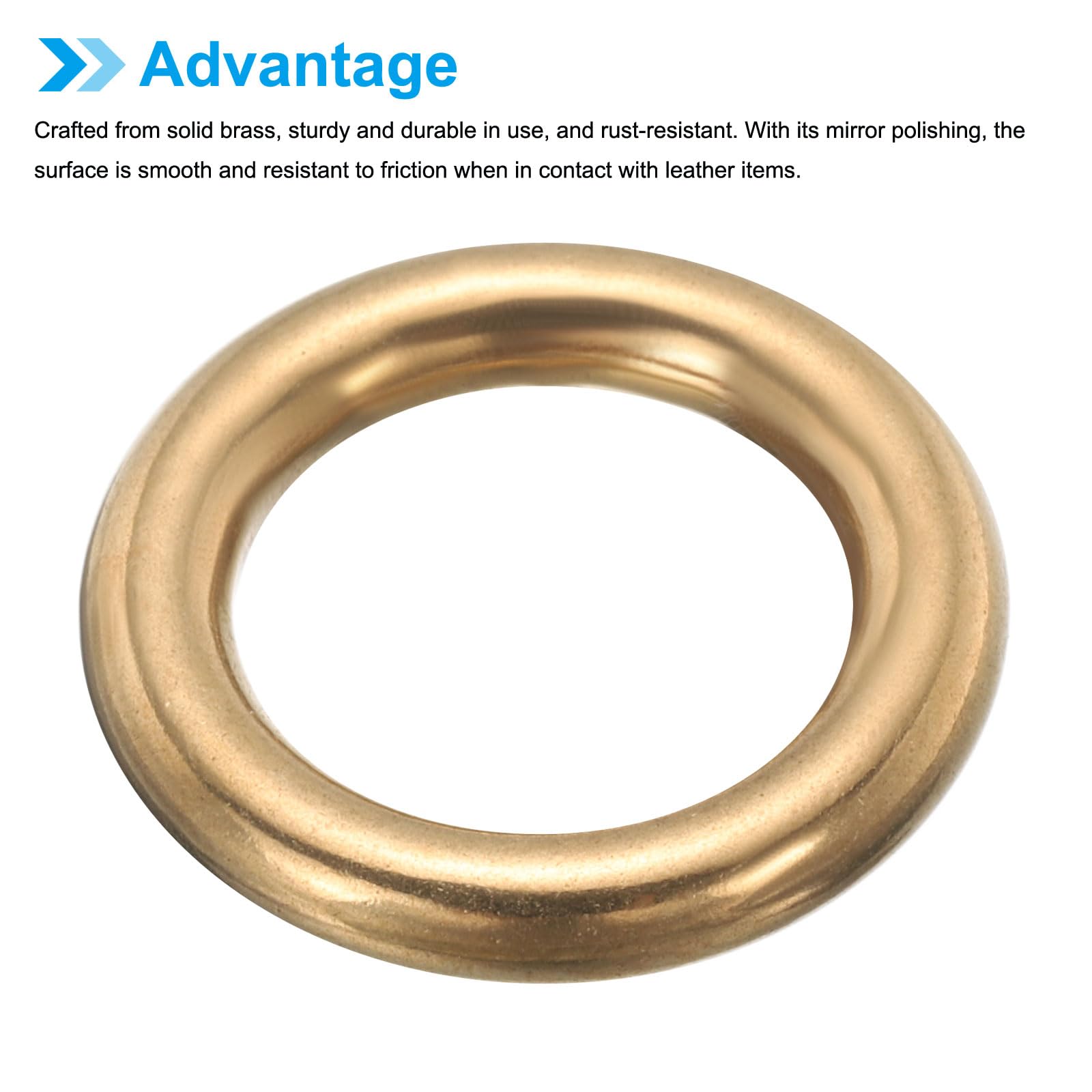 PATIKIL O Ring Buckle, 4 Pack 16mm(0.63") ID Solid Brass O-Rings Keychain Welded Circle Loop for Purse Collar DIY Leather Hand Craft - Image 4
