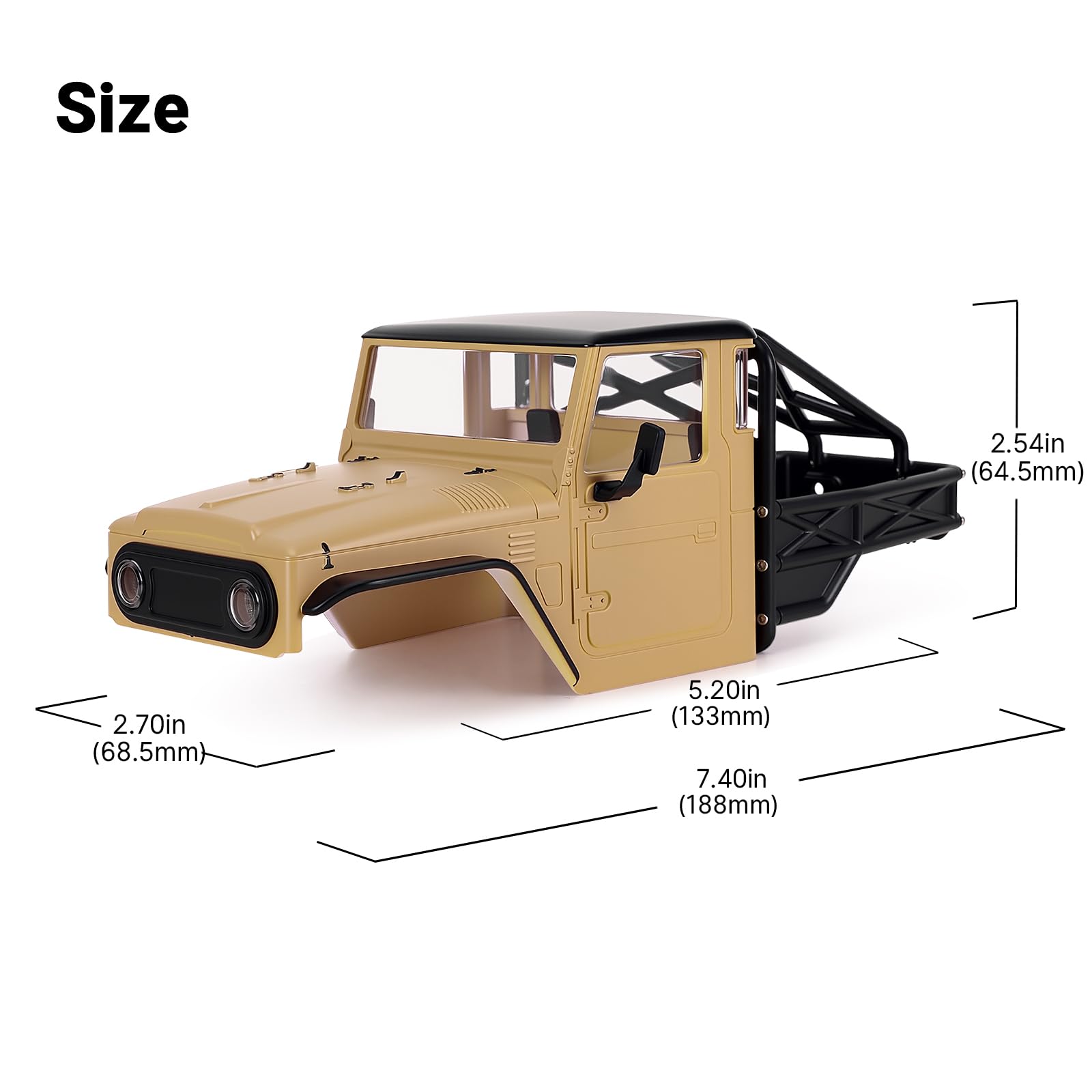 INJORA IR40-24 RC Half Truck Hard Body with Cage per 1/24 SCX24 Upgrade