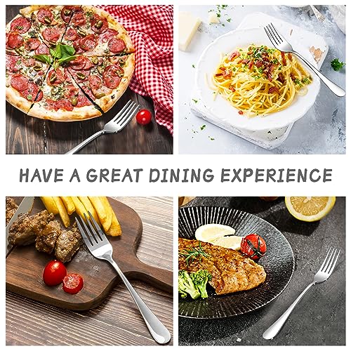 Image of Forks and Spoons Set, 8PCS 6.7 inch Salad Forks and 8PCS 6.7 inch Soup Spoons, Stainless Steel Silverware set of 16, Mirror Polished & Dishwasher Safe