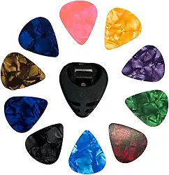 Kit 10 Palhetas 0,71mm + Suporte de Palhetas Adesivo Violão/Guitarra/Baixo/Ukelele