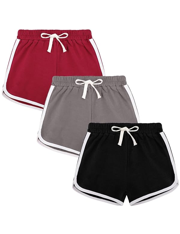 BOOPH 3Pc Girls Athletic Shorts Active Running Dolphin Shorts 12-14 Years Red Gray Black by BOOPH - Used condition - US$16.91
