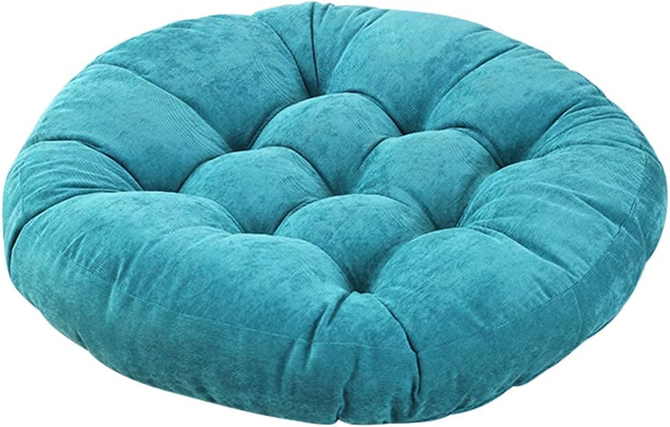 Solid Garden Patio Seat Cushion Pouf Chair Cushion Round Chair Pad Home Floor Cushion 22 Inch Throw Pillows Indoor/Outdoor Blue
