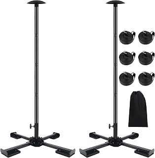 Boat Cover Support Poles Heavy Duty 2 Pack, Stainless Steel Boat Cover Support System with Metal Cross Base, 16” to 59” with Adjustable Strap - Black
