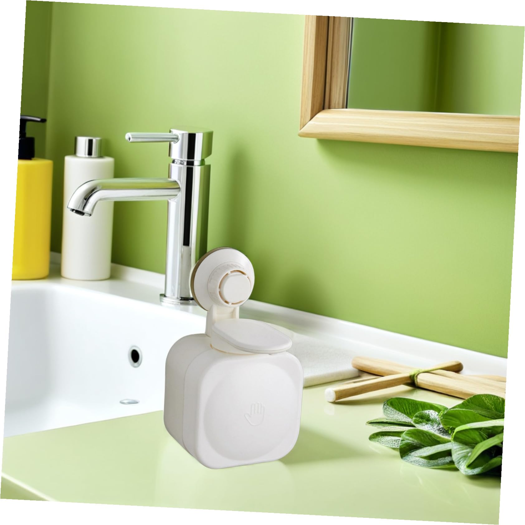 Dispensador de Jabón para Ducha de Baño Ventosa, Montaje en Pared sin Taladro, Plástico Abs de Color Claro, Manual Fácil de Presionar, Uso en Baño y Cocina, Diseño Compacto