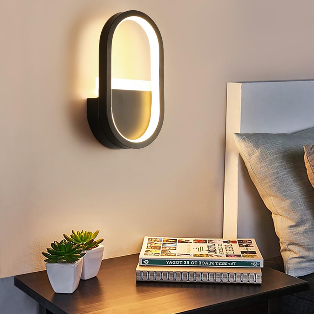 XINYASEE Modern Interior Decoration LED Wall Light, Dimmable Wall Light, 3 Colours Wall Light, Creative Wall Light for Bedroom Nightstand Reading Room Living Room (Black)