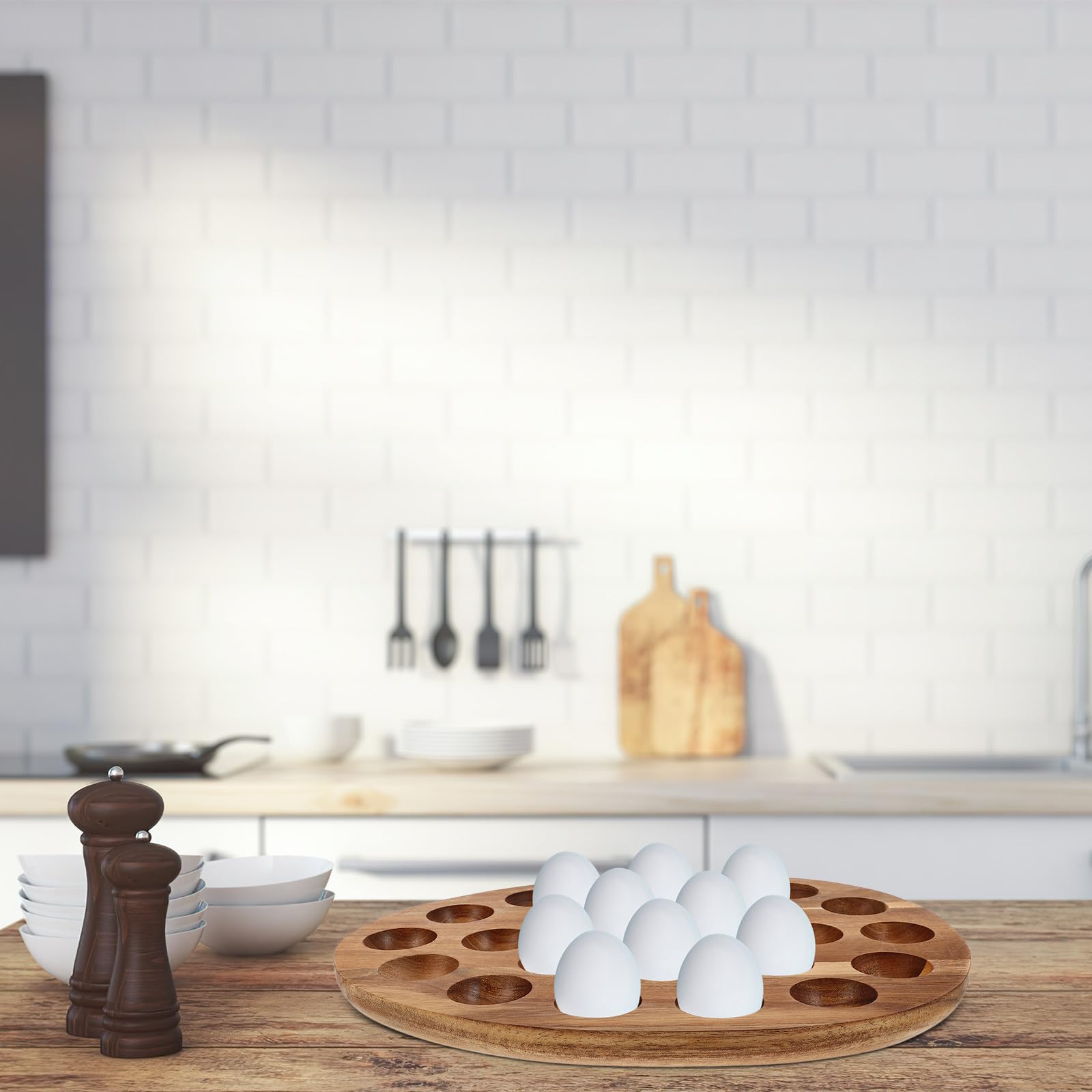 VALICLUD Organizador de Mantener de para Minimalista de Madera Huevos Nevera y Versátil y Fácil para Almacenamiento en Mesa Adecuado Familiar Cocina